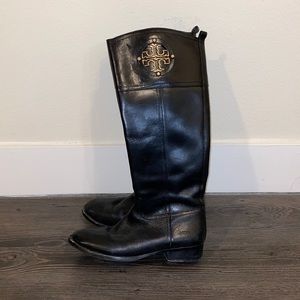 Tory Burch Black Leather Riding Booth Size 7